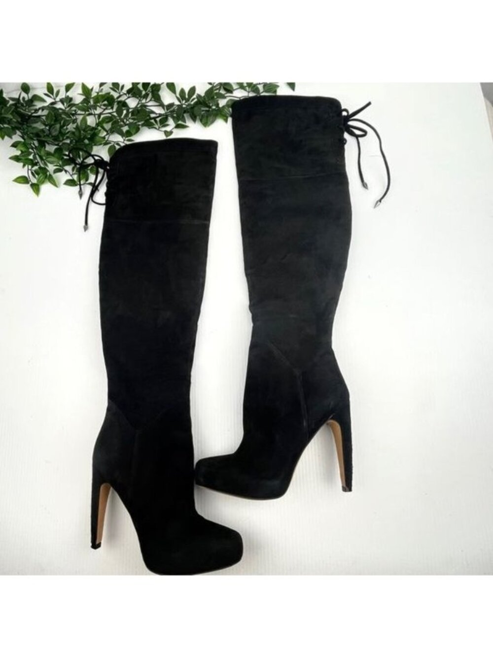 SAM EDELMAN Kayla Over the Knee heeled Suede Black Boot 8